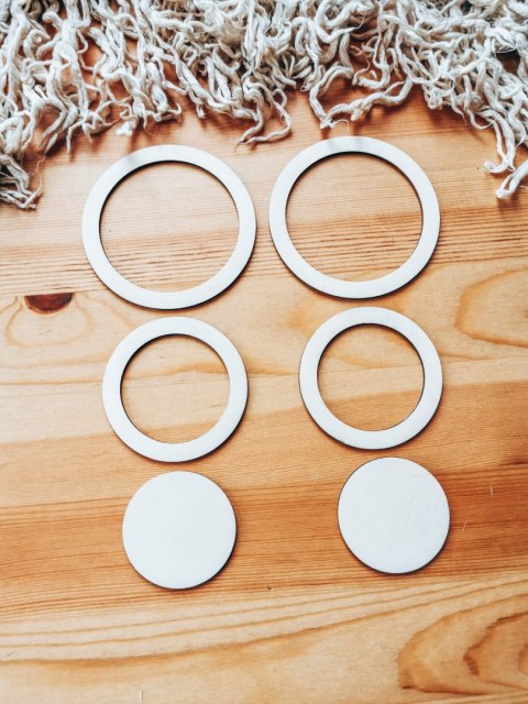 Baza obręcz - drewniane koło 6szt (12+10+8cm)