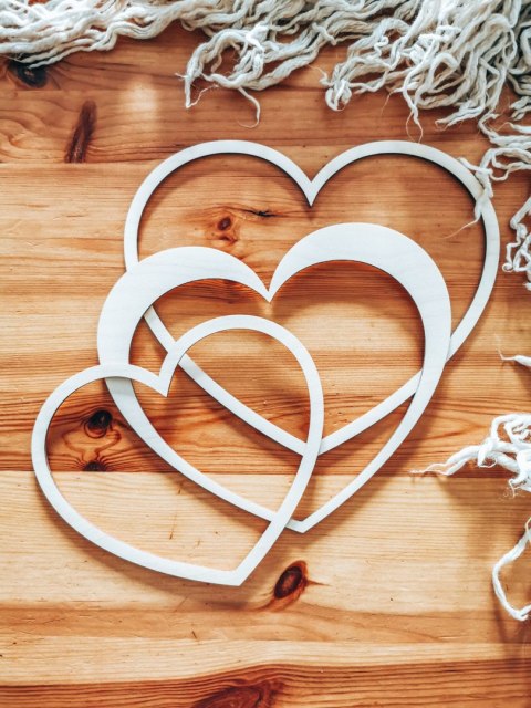 Baza obręcz - drewniane serce - zestaw 25+20cm