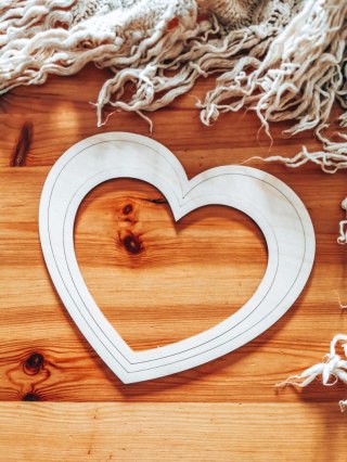 Baza obręcz - drewniane serce - zestaw 25+20cm