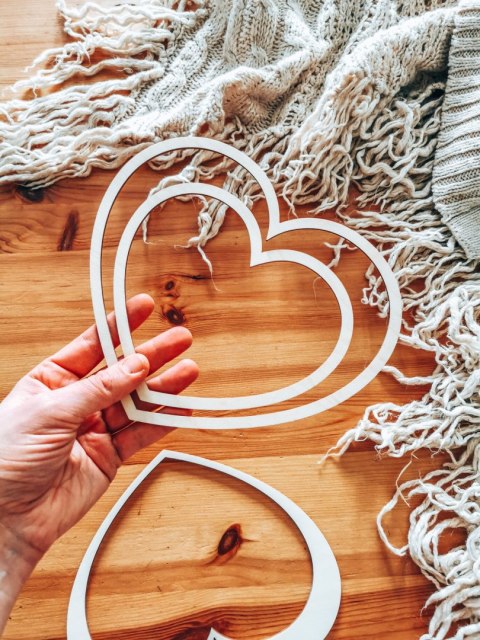 Baza obręcz - drewniane serce - zestaw 25+20cm