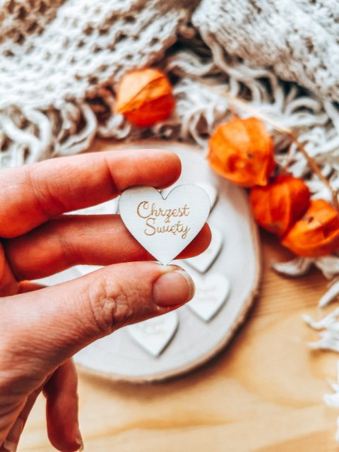 Chrzest Święty - SERCE (10szt) 3/4/5cm - - - (serduszka, serduszko, serca, Chrzciny)