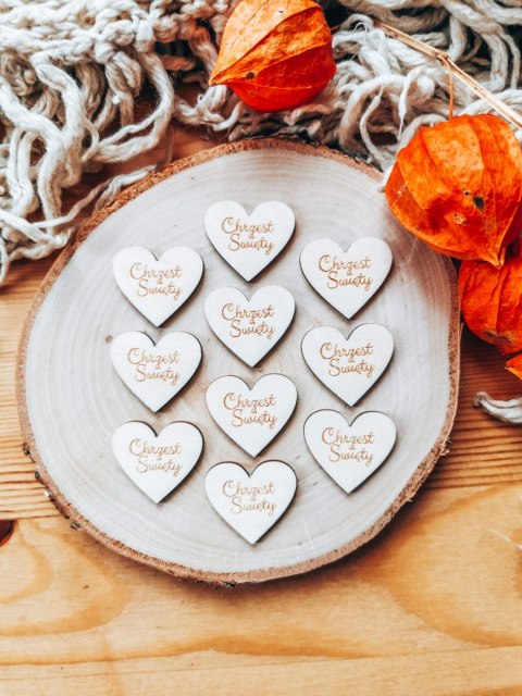 Chrzest Święty - SERCE (10szt) 3/4/5cm - - - (serduszka, serduszko, serca, Chrzciny)