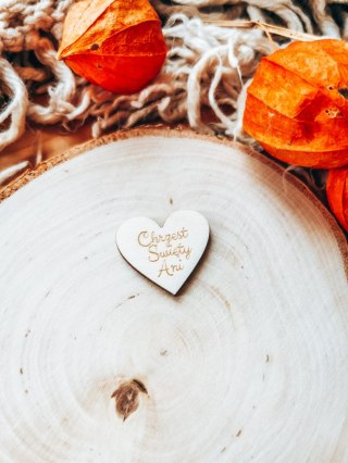 Chrzest Święty z IMIENIEM - (1szt) SERDUSZKO 3/4/5cm - - - (serduszka imiona, serce imienne, serca imię)