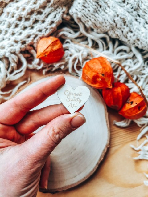 Chrzest Święty z IMIENIEM - (1szt) SERDUSZKO 3/4/5cm - - - (serduszka imiona, serce imienne, serca imię)