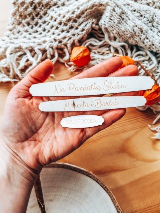 Dowolny tekst ZESTAW ŚLUBNY - TABLICZKA (3szt) 14cm/12cm/10cm (8 wzorów) - - - (tabliczki z personalizacją imionami ślub)