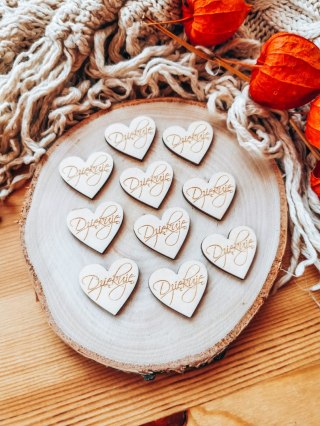 Dziękuję - SERCE (10szt) 3/4/5cm - - - (serduszka, serduszko, serca, podziękowanie, podziękowania)