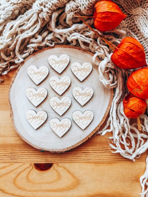 Dziękuję - SERCE (10szt) 3/4/5cm - - - (serduszka, serduszko, serca, podziękowanie, podziękowania)