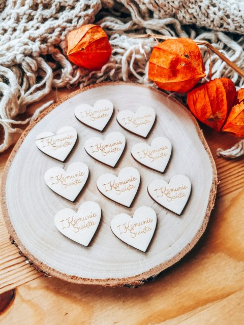 I Komunia Święta - SERCE (10szt) 3/4/5cm - - - (serduszka, serduszko, serca, IHS, Pierwsza Komunia))