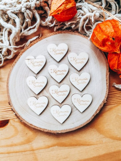 I Komunia Święta - SERCE (10szt) 3/4/5cm - - - (serduszka, serduszko, serca, IHS, Pierwsza Komunia))