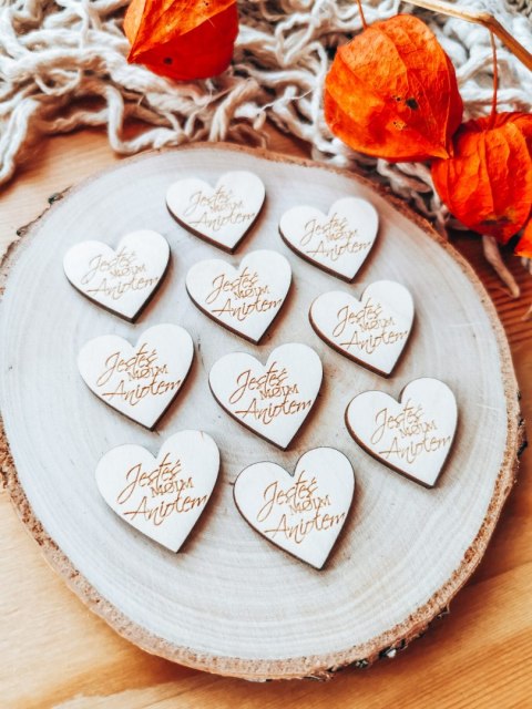 Jesteś moim Aniołem - SERCE (10szt) 3/4/5cm - - - (serduszka, serduszko, serca, Anioł Stróż, Aniołek)
