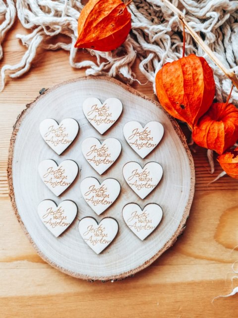 Jesteś moim Aniołem - SERCE (10szt) 3/4/5cm - - - (serduszka, serduszko, serca, Anioł Stróż, Aniołek)