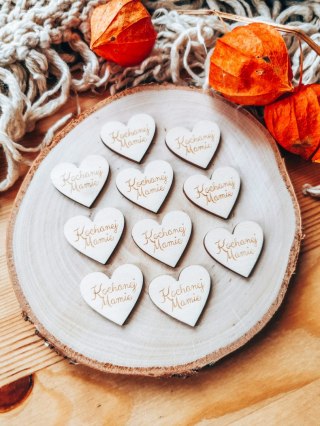Kochanej Mamie - SERCE (10szt) 3/4/5cm - - - (serduszka, serduszko, serca, Dzień Mamy, Podziękowanie dla Rodziców, Rodzice, Mama