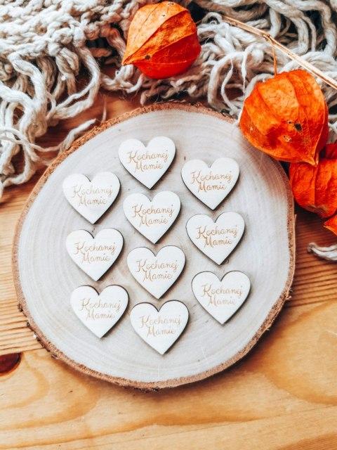 Kochanej Mamie - SERCE (10szt) 3/4/5cm - - - (serduszka, serduszko, serca, Dzień Mamy, Podziękowanie dla Rodziców, Rodzice, Mama