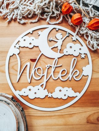 Koło z imieniem - Mały Marzyciel (2 wzory) - (obręcz imienna z chmurami, chmury)
