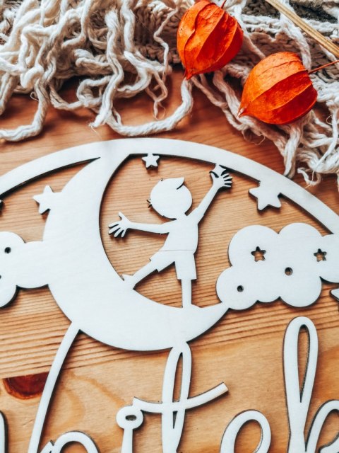 Koło z imieniem - Mały Marzyciel (2 wzory) - (obręcz imienna z chmurami, chmury)