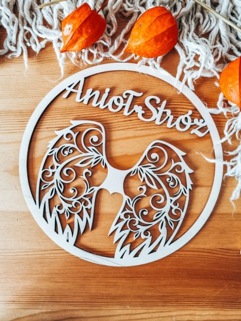 Koło z napisem (1szt) - Anioł Stróż - wzór 2