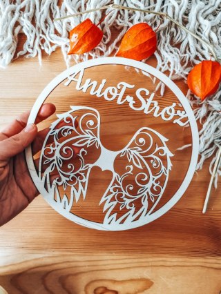 Koło z napisem (1szt) - Anioł Stróż - wzór 2