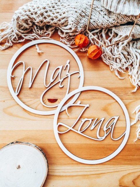 Koło z napisem - Mąż i Żona