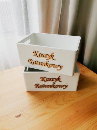 Koszyk Ratunkowy - skrzynka z napisem drewnianym 3d (10 wzorów)
