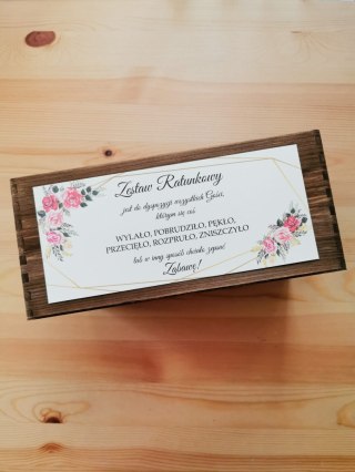 Koszyk Ratunkowy - skrzynka z napisem na papierze ozdobnym