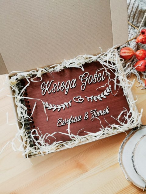 Księga Gości 01 - PEŁNY WZORNIK 24 wzory - drewniana okładka, napis 3d, album na zdjęcia