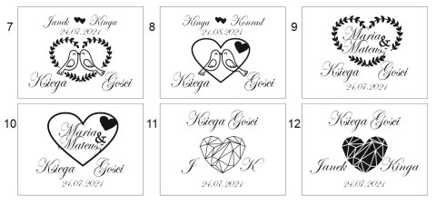 Księga Gości 01 - PEŁNY WZORNIK 24 wzory - drewniana okładka, napis 3d, album na zdjęcia