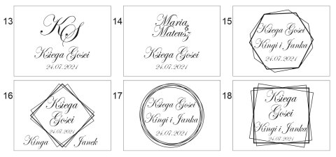 Księga Gości 01 - PEŁNY WZORNIK 24 wzory - drewniana okładka, napis 3d, album na zdjęcia