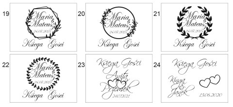 Księga Gości 01 - PEŁNY WZORNIK 24 wzory - drewniana okładka, napis 3d, album na zdjęcia