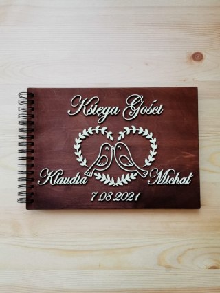Księga Gości z drewnianą okładką - napis 3d - Gołąbki 02 (album na zdjęcia)