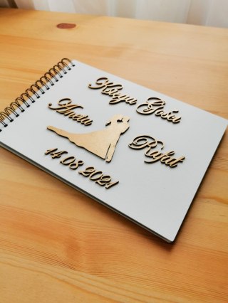 Księga Gości z drewnianą okładką - napis 3d - Młoda Para (9 wzorów) (album na zdjęcia)