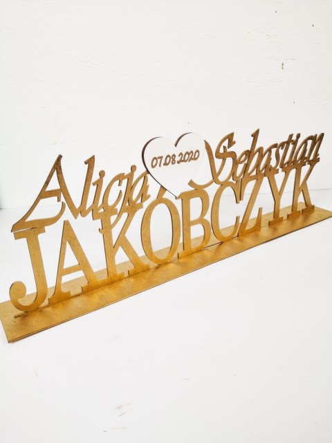 Napis stojący 30-60cm (1szt) - Imienny 01 - napis na stół Pary Młodej