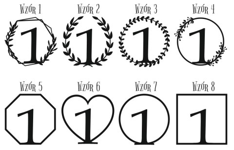 Numery stołów - wianek obręcz (8 wzorów)