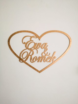 Obręcz (1szt) - serce z imionami, dowolny napis