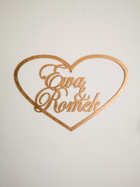Obręcz (1szt) - serce z imionami, dowolny napis