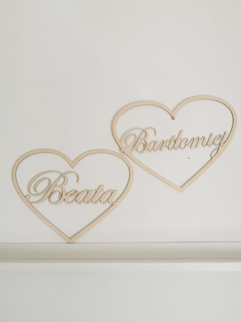 Obręcz (1szt) - serce z imionami, dowolny napis