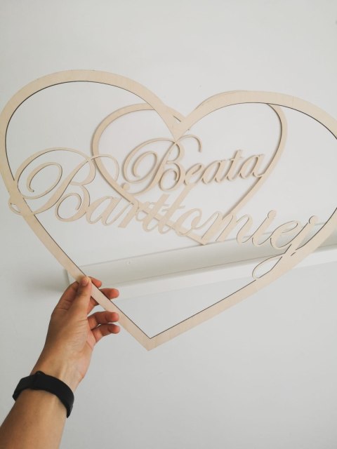 Obręcz (1szt) - serce z imionami, dowolny napis