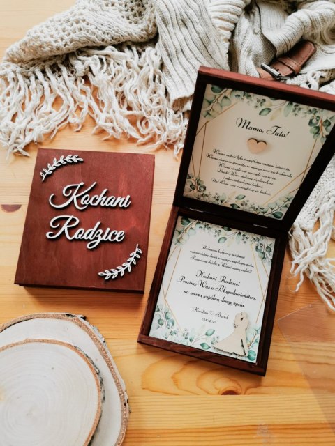 Prośba o błogosławieństwo (1szt) - 3d GAŁĄZKI 02 - zaproszenie dla Rodziców na Ślub w drewnianym pudełku