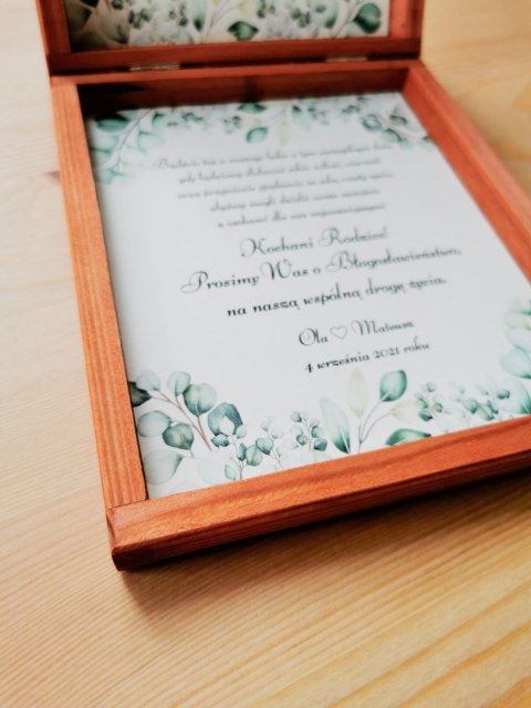 Prośba o błogosławieństwo (1szt) - 3d GAŁĄZKI 02 - zaproszenie dla Rodziców na Ślub w drewnianym pudełku