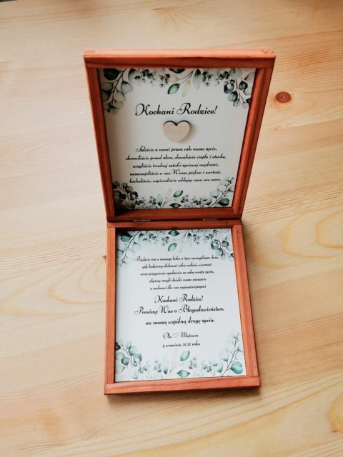 Prośba o błogosławieństwo (1szt) - 3d GAŁĄZKI 02 - zaproszenie dla Rodziców na Ślub w drewnianym pudełku