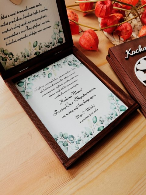 Prośba o błogosławieństwo (1szt) - 3d Serce mozaika - zaproszenie dla Rodziców na Ślub w drewnianym pudełku