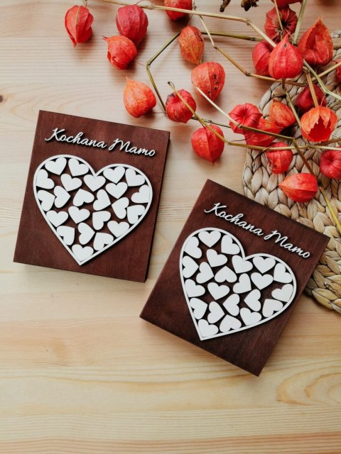 Prośba o błogosławieństwo (1szt) - 3d Serce mozaika - zaproszenie dla Rodziców na Ślub w drewnianym pudełku