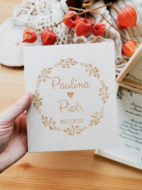 Prośba o błogosławieństwo (1szt) - 6 wzorów - zaproszenie dla Rodziców na Ślub w drewnianym pudełku