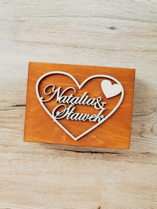 Pudełko na obrączki - Imiona w sercu