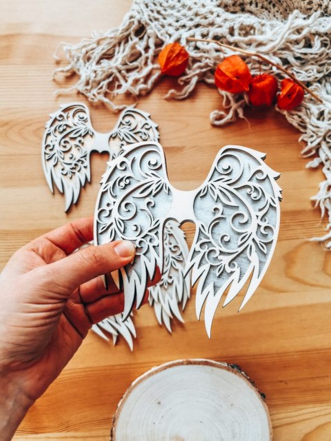 Skrzydła (12cm) (6szt) - kształt M-01 3D - (skrzydełka do aniołka, anioła aniołek, anioł)