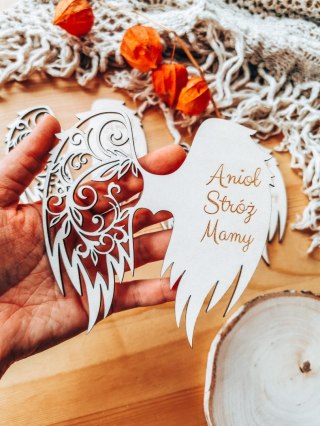 Skrzydła ANIOŁ STRÓŻ MAMY (12cm) (3szt) - kształt M-01 - (skrzydełka do aniołka, anioła aniołek, anioł)