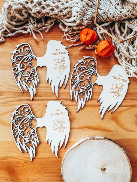 Skrzydła CHRZEST (12cm) (3szt) - kształt M-01 - (skrzydełka do aniołka, anioła aniołek, anioł)