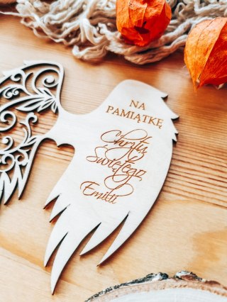 Skrzydła DOWOLNY TEKST (12cm) (1szt) - kształt M-01 - (skrzydełka do aniołka, anioła aniołek, anioł)