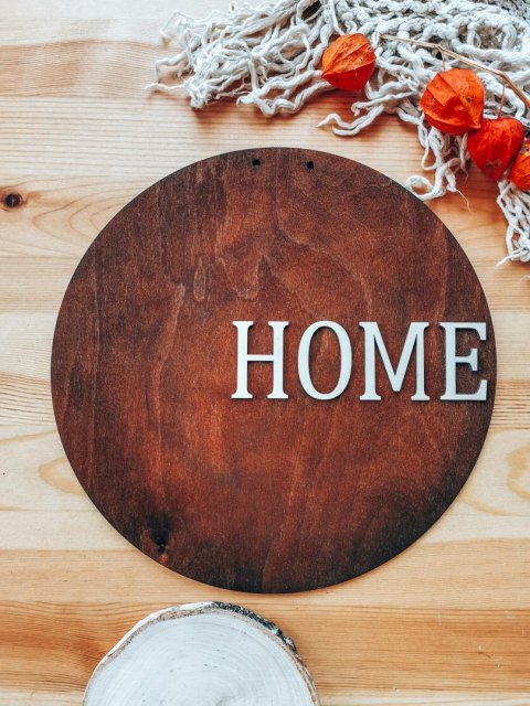 Tablica do wianka (1szt) - HOME (tabliczka do wieńca, koło na wianek, baza na wieniec z kwiatów)