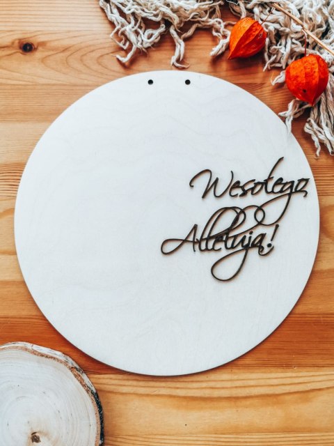 Tablica do wianka (1szt) - Wesołego Alleluja! (tabliczka do wieńca, koło na wianek, baza na wieniec z kwiatów)