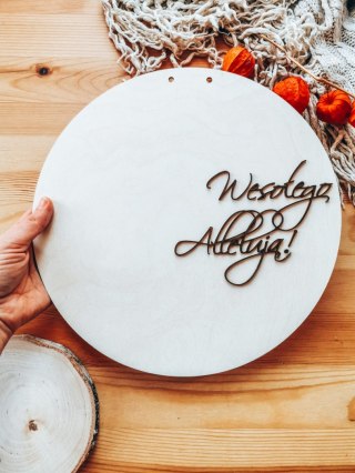 Tablica do wianka (1szt) - Wesołego Alleluja! (tabliczka do wieńca, koło na wianek, baza na wieniec z kwiatów)